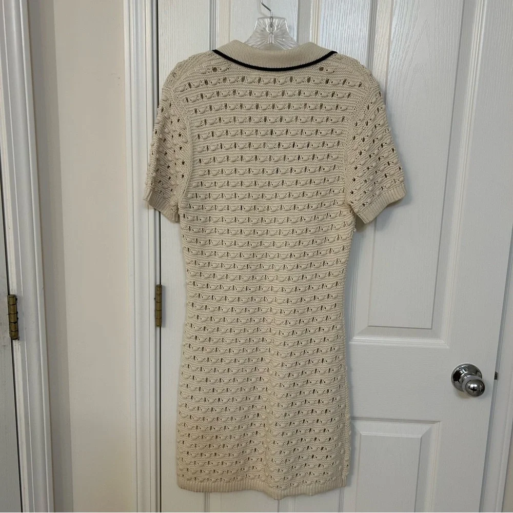 Frame The Bauble Crochet Cotton Minidress in Cream Size M - Picture 14 of 15